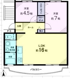 落合団地4-2 間取図・土地図
