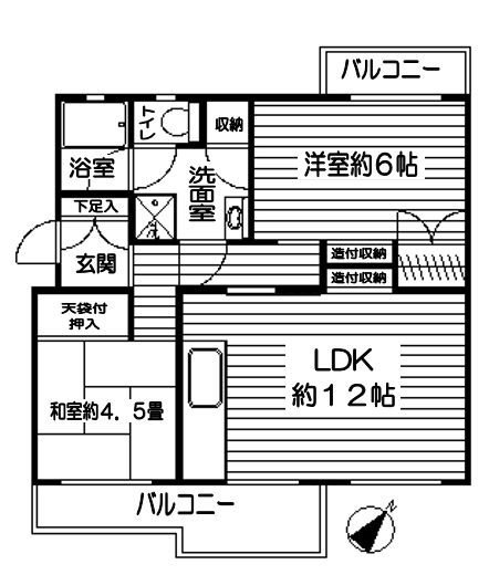 みつわ台3-1団地4棟 間取図・土地図