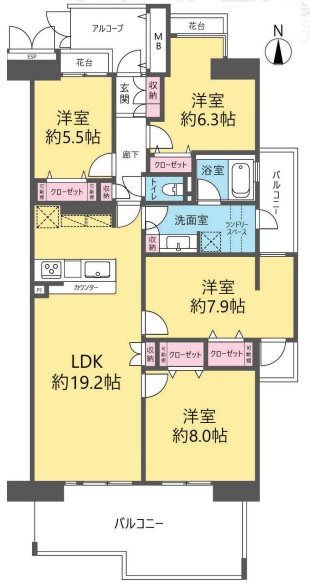 光が丘パークタウンいちょう通り東第二団地（9階建） 間取図・土地図